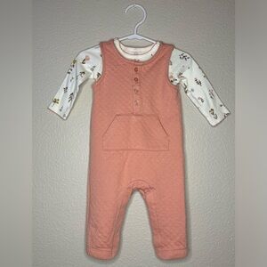 Just One You- 6 month pink overall set w/ floral shirt